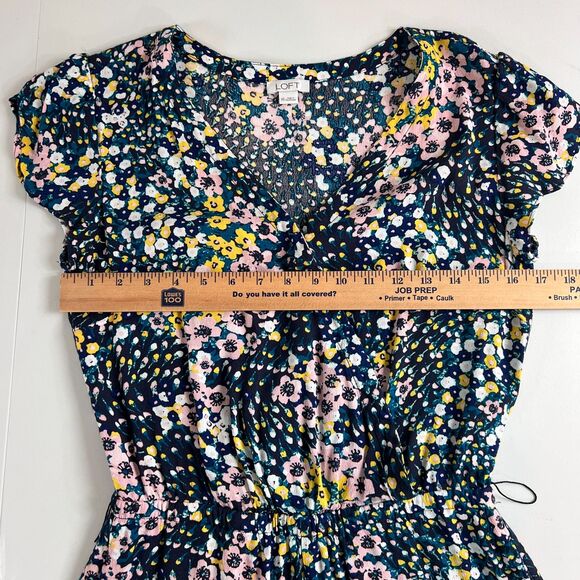LOFT Women's Multicolor Floral Romper Faux Wrap Viscose Size XS - Picture 7 of 12